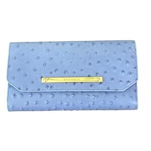 Brahmin Blue Ostrich Embossed Leather Long Continental Wallet & Checkbook Cover